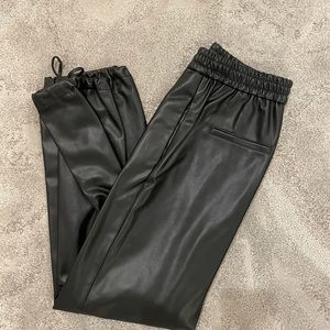 ZARA Black Faux Leather Joggers